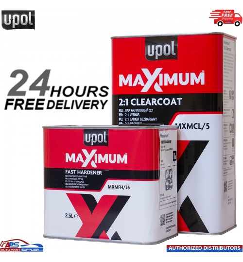 U-POL MAXIMUM 2K HS CLEARCOAT LACQUER 5 LTR - WITH FAST HARDENER KIT 7.5 L